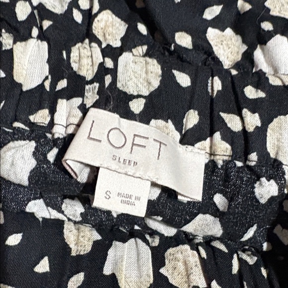 LOFT Sleep Black Cream Shell Tie Strap Sleep Tank sz S - Picture 6 of 7